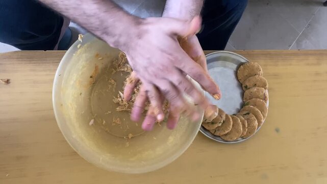 A footage of preparing typical Asian kababs