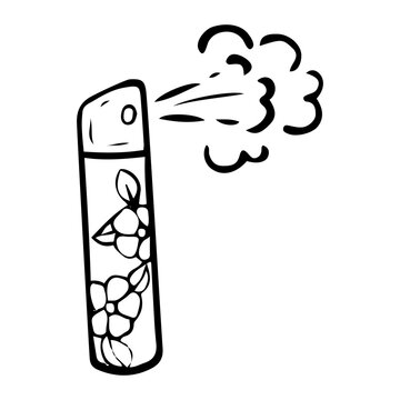 recommend clip art: Air freshener hand drawn doodle. Aromatic spray for the home with a floral scent. Interior Design. Vector outline line art illustration.