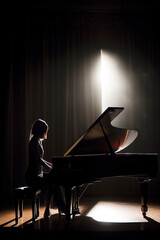 generated illustration female musician plays the piano during a concert