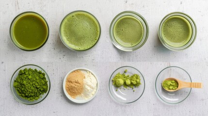 Detailed steps of making matcha, from ingredients to final drink