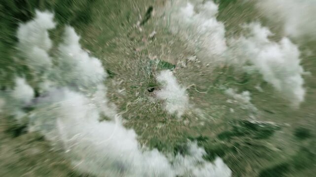 Zooming on Hanoi, Vietnam. Earth zoom in from outer space to city. The animation continues by zoom out through clouds and atmosphere into space. View of the Earth at night. Images from NASA. 4K