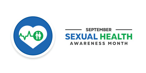September is Sexual Health Awareness month. Heart and people icon. Great for cards, banners, posters, social media and more. White background.