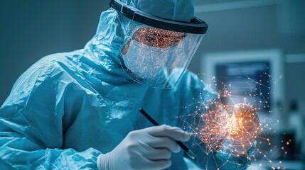 Futuristic Data Analysis with Endoscopy Technology Hologram on Isolated Background