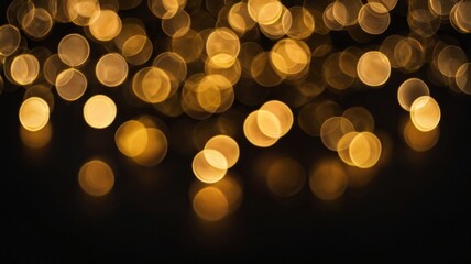 Gold abstract christmas bokeh on black background