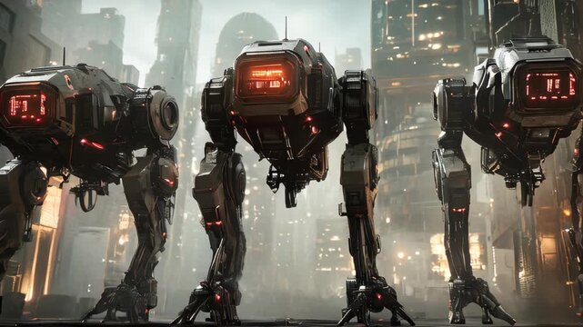 A giant battle robot in a post-apocalyptic setting