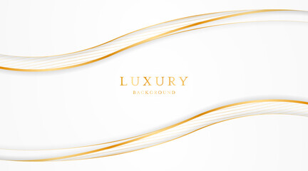 Obraz premium White background with elegant golden lines, use for template or cover. Elegant premium white background. vector illustration 