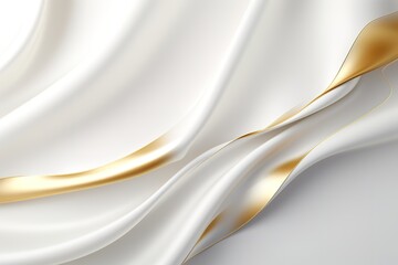 Obraz premium Abstract white and gold background with flowing lines.