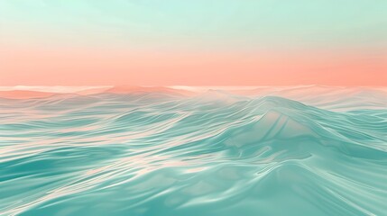 Obraz premium Tranquil Turquoise Seascape with Soothing Waves and Ethereal Sunset Hues