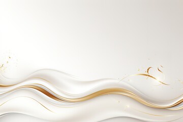 Abstract white and gold background with flowing lines.