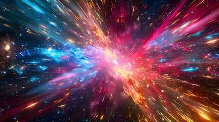 Fototapeta premium Vibrant Explosion of Cosmic Colors Representing an Abstract Galaxy