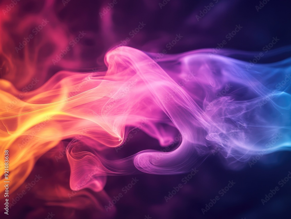 Poster abstract colorful smoke with swirling patterns, ethereal background