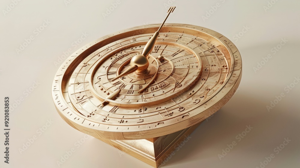 Aufkleber a 3d model of a sundial, showcasing ancient timekeeping methods with a modern twist.