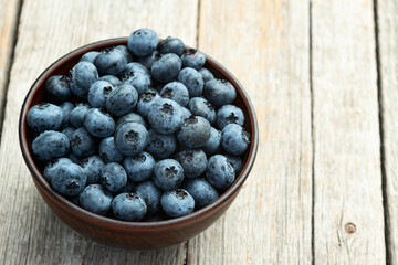 Blueberry photography in a bowl on rustic background