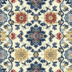 A Traditional Persian Rug with Detailed Floral Motifs