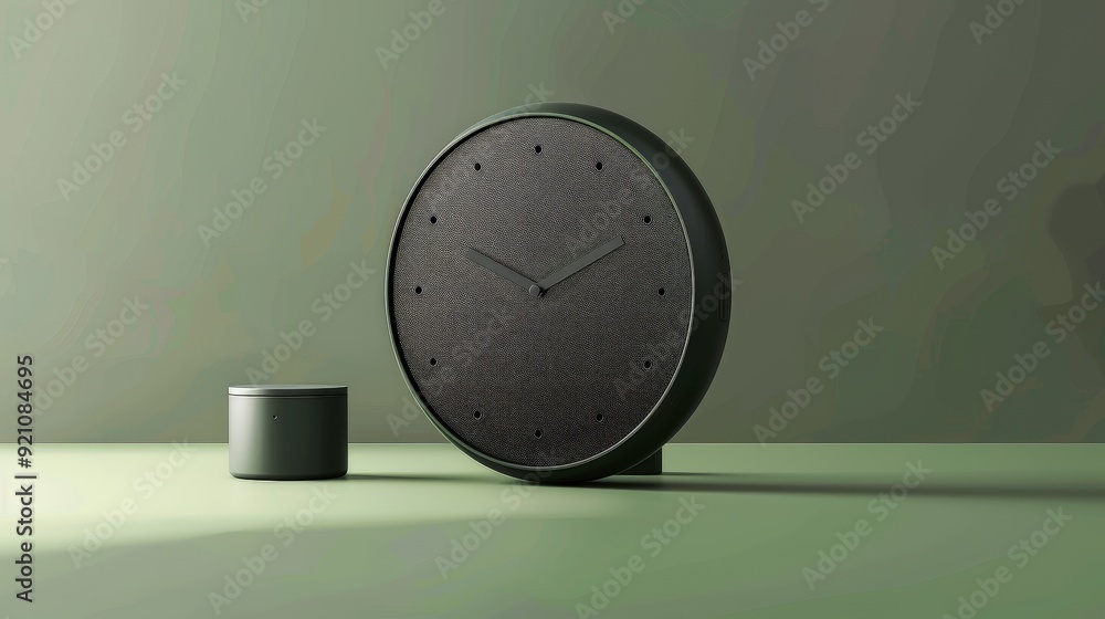 Aufkleber a 3d-rendered smart clock with voice assistant integration, offering a blend of traditional clock fe