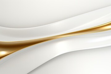 Obraz premium Abstract white and gold background with smooth curves.