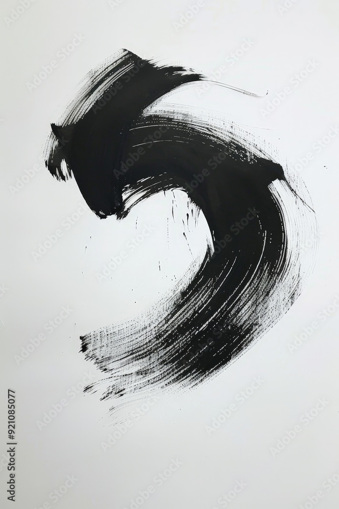 Poster a brushstroke, wonderful in its simplicity, graces the white paper with an incomparable form, captur