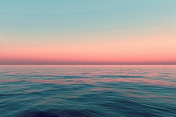 Obraz premium A serene ocean at sunset, with vibrant colors illuminating the sky and a small boat visible in the distance, AI generated