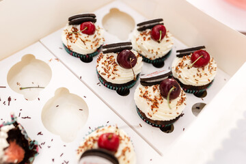 Yummy cherry brownies for a bachelorette party in a box. 