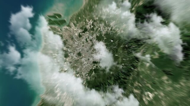 Zooming on Kuala Lumpur, Malaysia. Earth zoom in from outer space to city. The animation continues by zoom out through clouds and atmosphere into space. View of the Earth at night. Images from NASA. 4