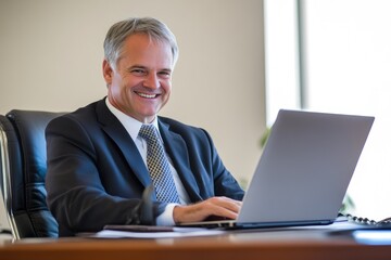 Smiling Executive in Professional Office Setting