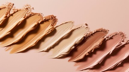 Display swatches of various foundation shades on a clean background