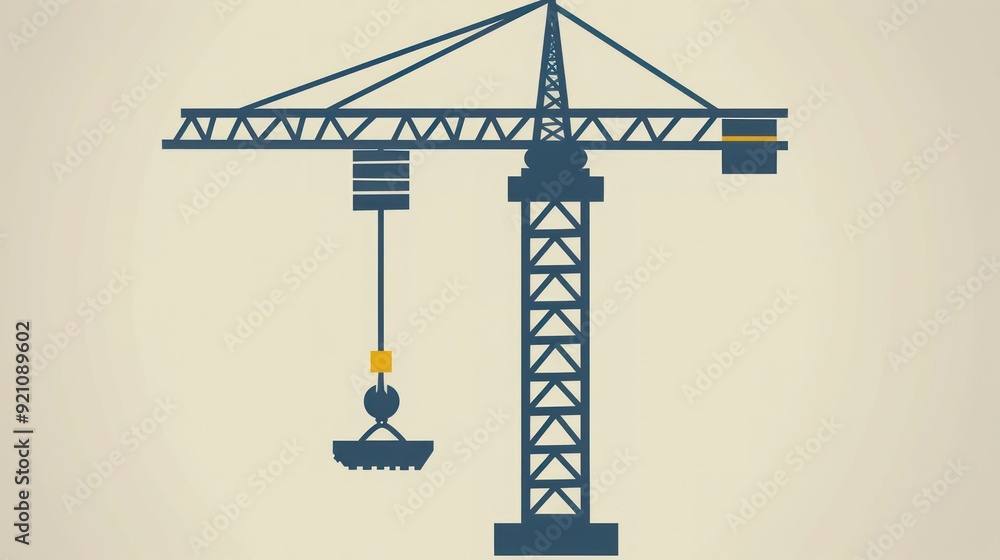 Poster simple vector icon of a construction crane.
