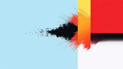 Colorful modern abstract art featuring stark geometric shapes and sharp lines, creating a dynamic composition that blends contemporary style with expressive creativity.