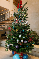 Decorated Christmas tree with toys.