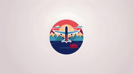 Naklejka premium Logo, banner,icon and symbol for travel company and agency. Concept for Airplane, plane, travelling, tourism, spot, navigation