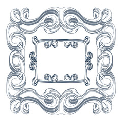 Frames in the old style.  Retro Hand-drawn illustration. Vector