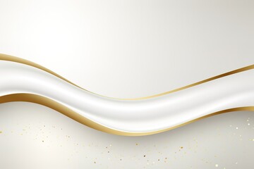 Abstract white and gold background with wavy lines and scattered glitter.