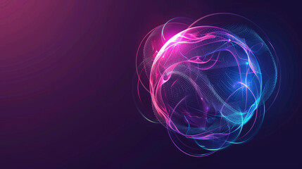 futuristic abstract neon energy ball with glowing lines