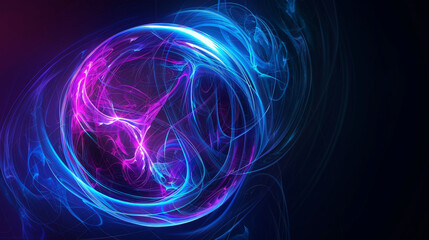 futuristic abstract neon energy ball with glowing lines