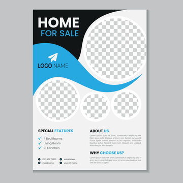 Real estate flyer template design and home sale banner layout design