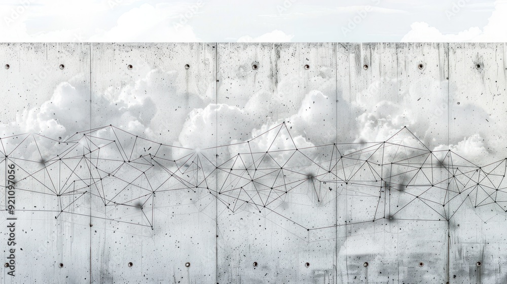 Aufkleber background with social connection and networking concept on white wall.
