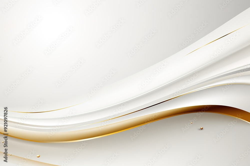 Fototapete abstract white and gold curved background with space for text.