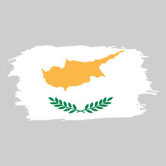 Brush painted national emblem of Cyprus country on white background