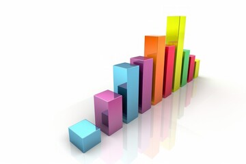 3D, bar graph, white background