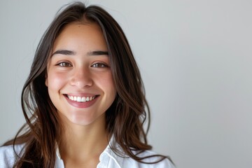 Obraz premium young woman smiling isolated white
