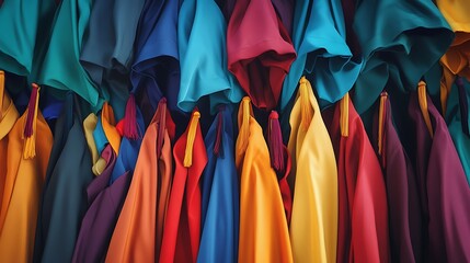 Detailed Ultra HD Top View of Seamless Graduation Gowns in Vivid 8K Quality