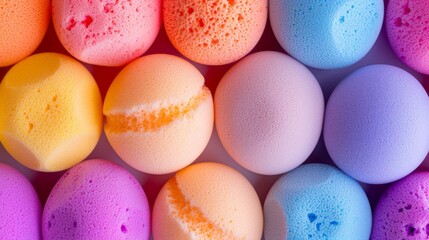 Obraz premium Display a collection of colorful makeup sponges