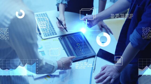 Business intelligence BI, encompasses data mining, process analysis, performance benchmarking, and descriptive analytics. business analytics intelligence concept, financial charts to analyze profit - Powered by Adobe