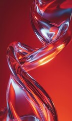 Abstract Red and Orange Glass Art with Fluid Twists