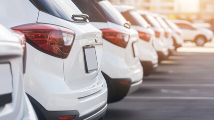White Cars in a Parking Lot