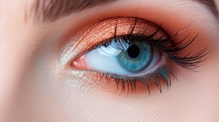 Obraz premium Beautifully applied eye makeup, highlighting the colors and techniques used