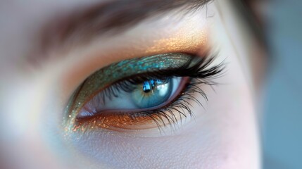 Beautifully applied eye makeup, highlighting the colors and techniques used