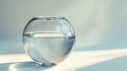 Clear, round glass shape on a clean background