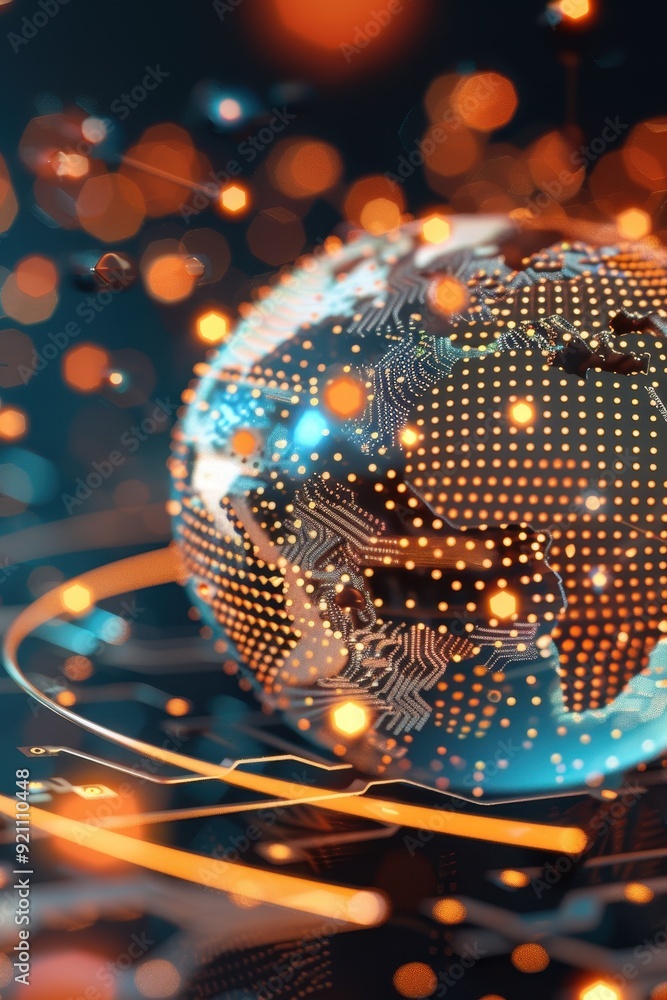 Poster global network connections - a visual representation of digital communication
