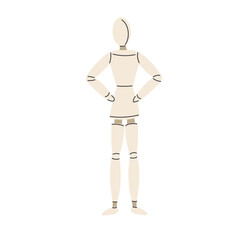 Wooden mannequin isolated on white background. Vector illustration.